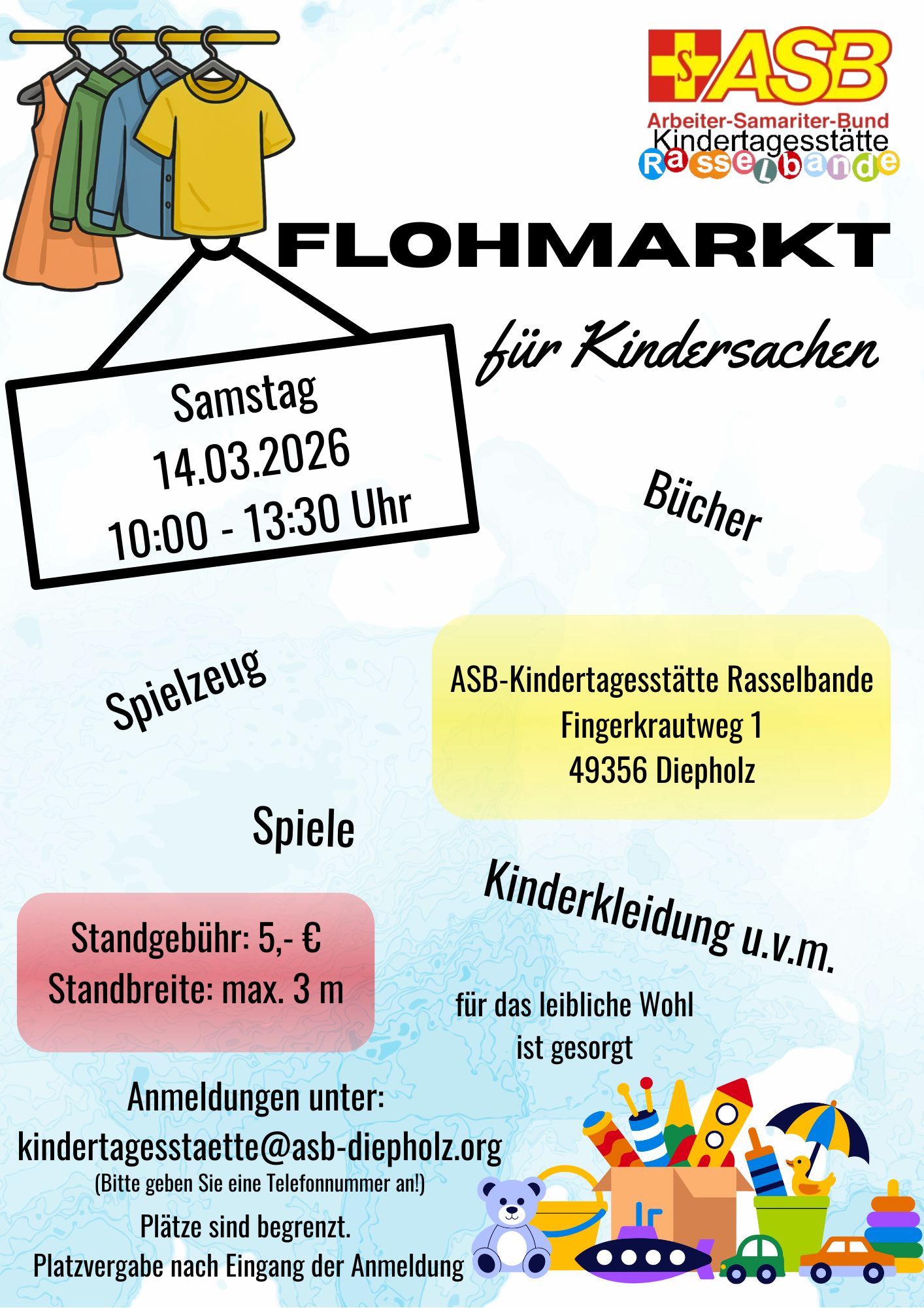 Herzliche Einladung zum Kinderflohmarkt am 14.03. in der Kita Rasselbande