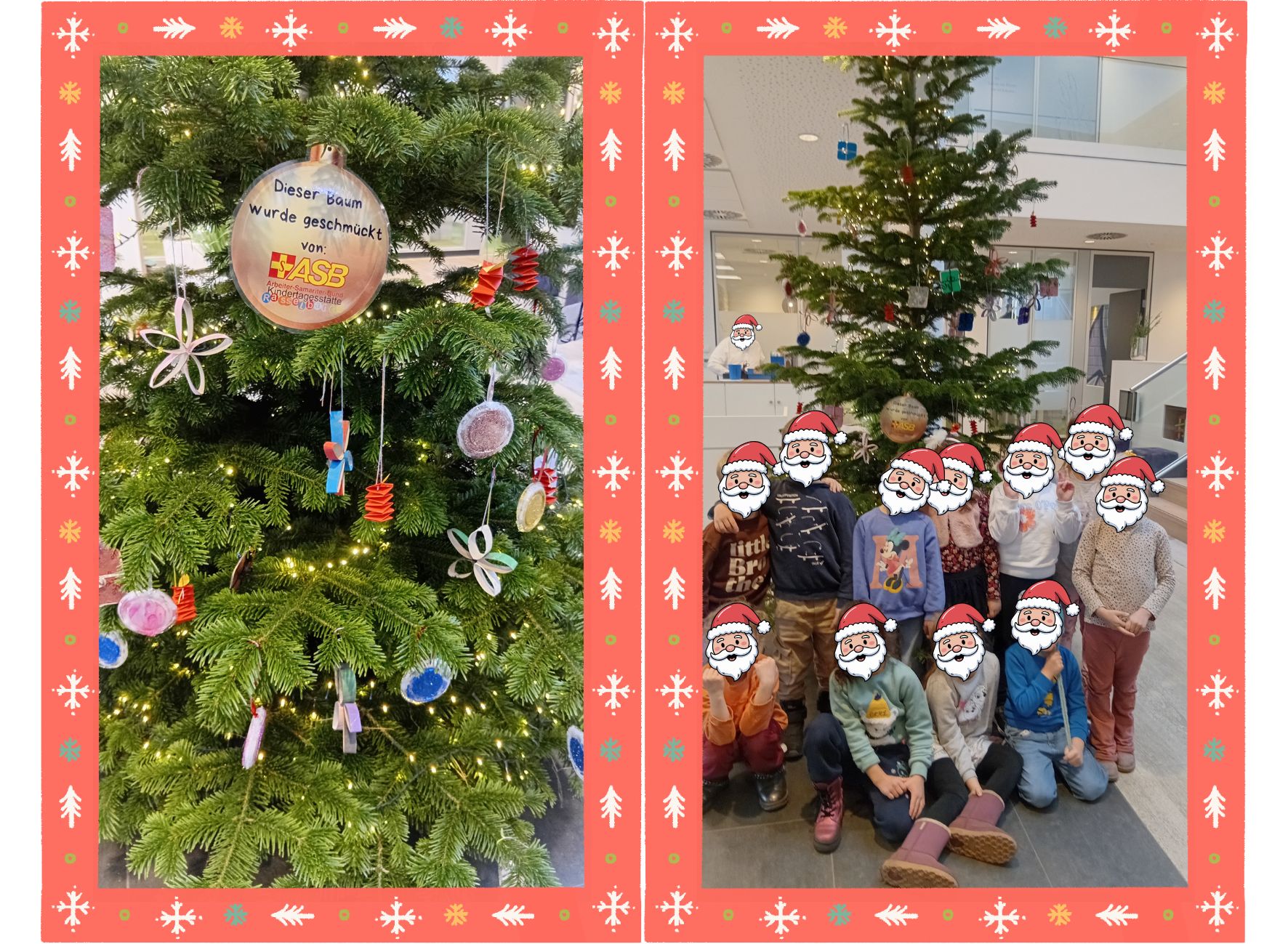 Mit großer Freude schmückt die Kita Rasselbande den Weihnachtsbaum in der Diepholzer Volksbank